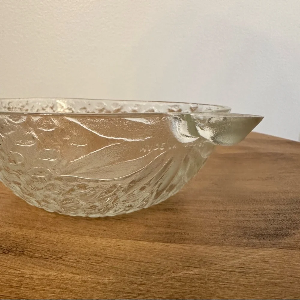 Vintage Strawberry Glass Trinket Candy Dish Textured Cottage Core Fruit Whimsy