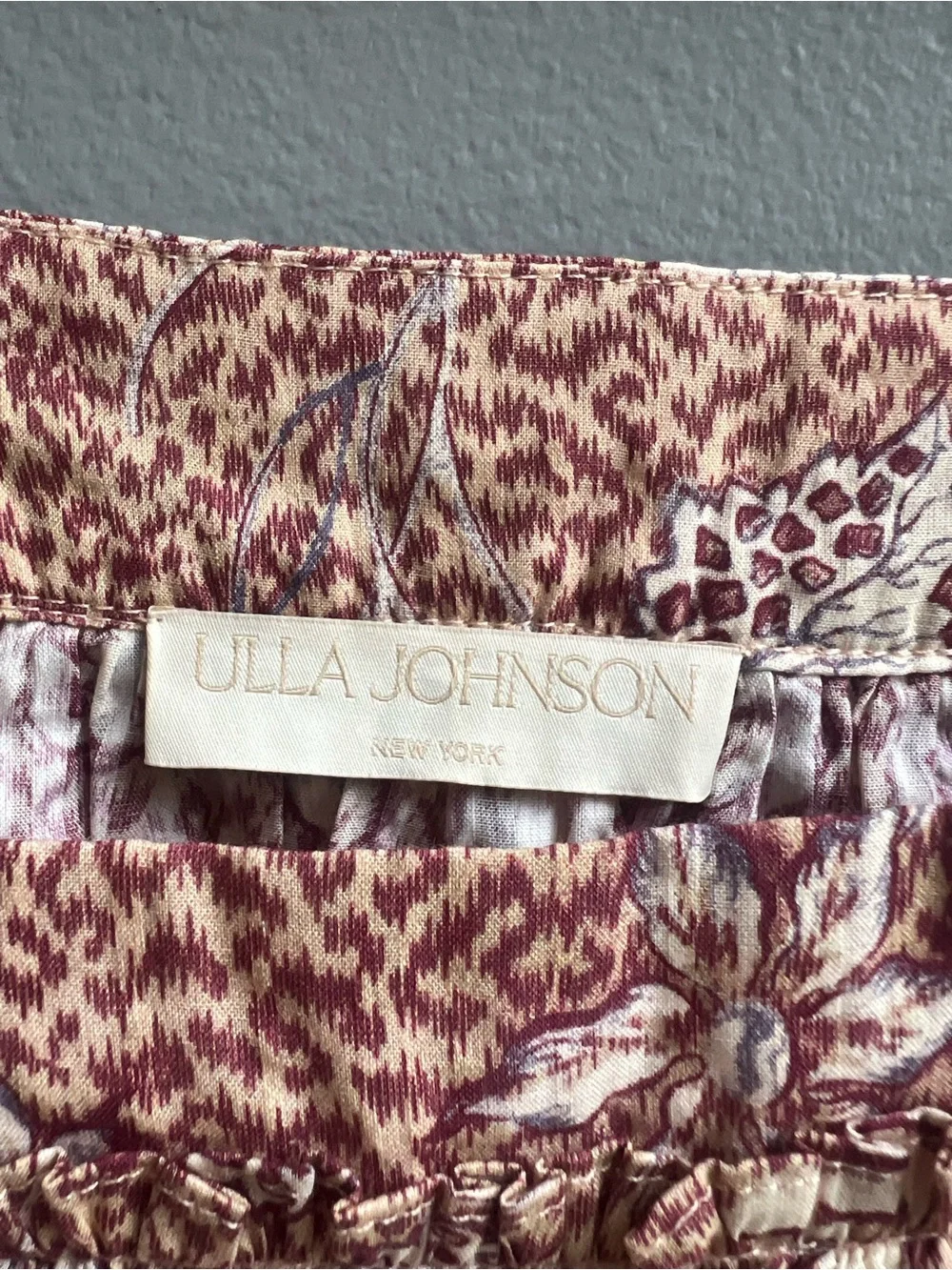 Ulla Johnson Warner Blouse Meadow Puff Sleeve Ruffle Stretch Waist Size 12
