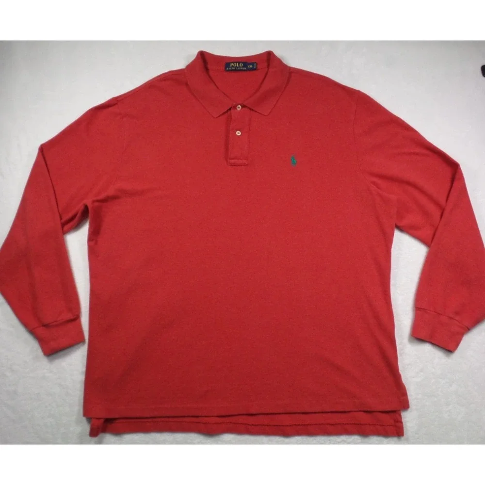 Polo Ralph Lauren Shirt Mens Size XXL Red Long Sleeve Stretch Embroidered‎ Pony