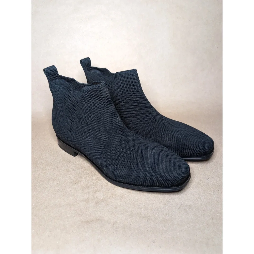 VIVAIA Women‎ Size 39.5 Chelsea Boot Ryan Slip On Black Knit Ankle Boots Comfort