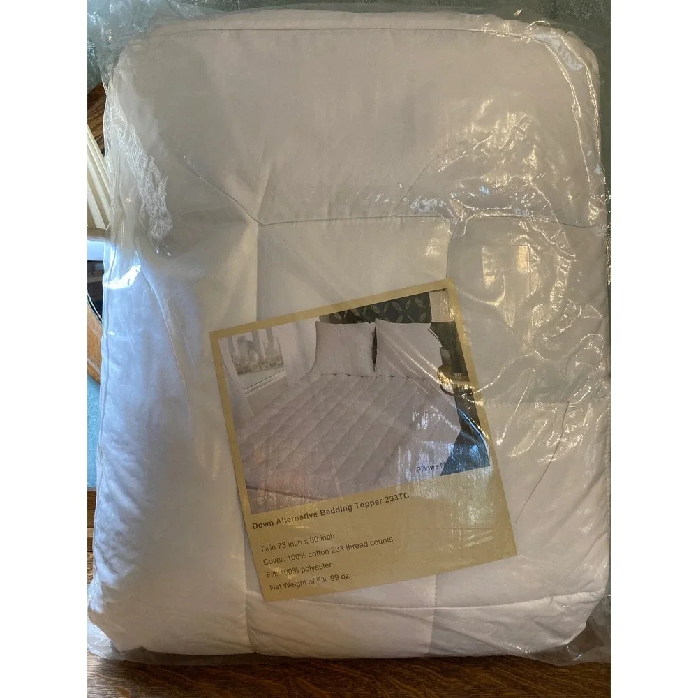 Twin Down Alternative Bedding Topper 233TC 100% Cotton Cover 78x80 White