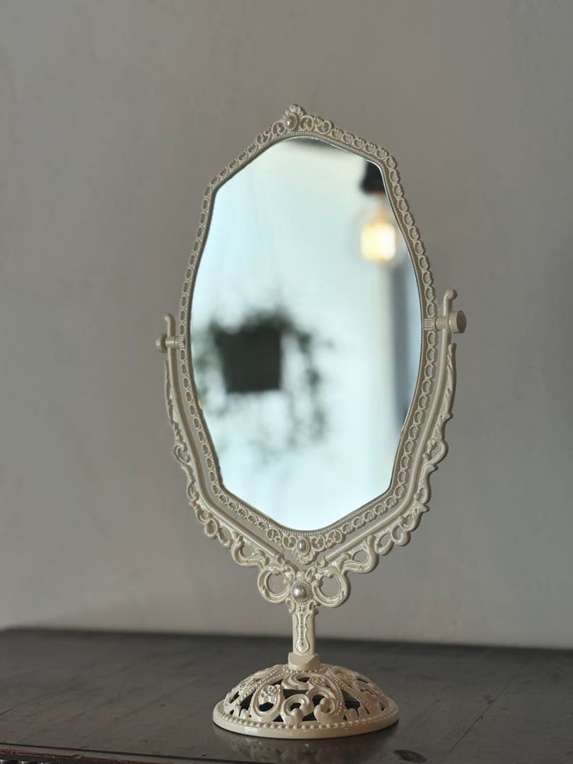 Artemis Double-Sided Standing Mirror, Tabletop Interior Mirror, Ivory